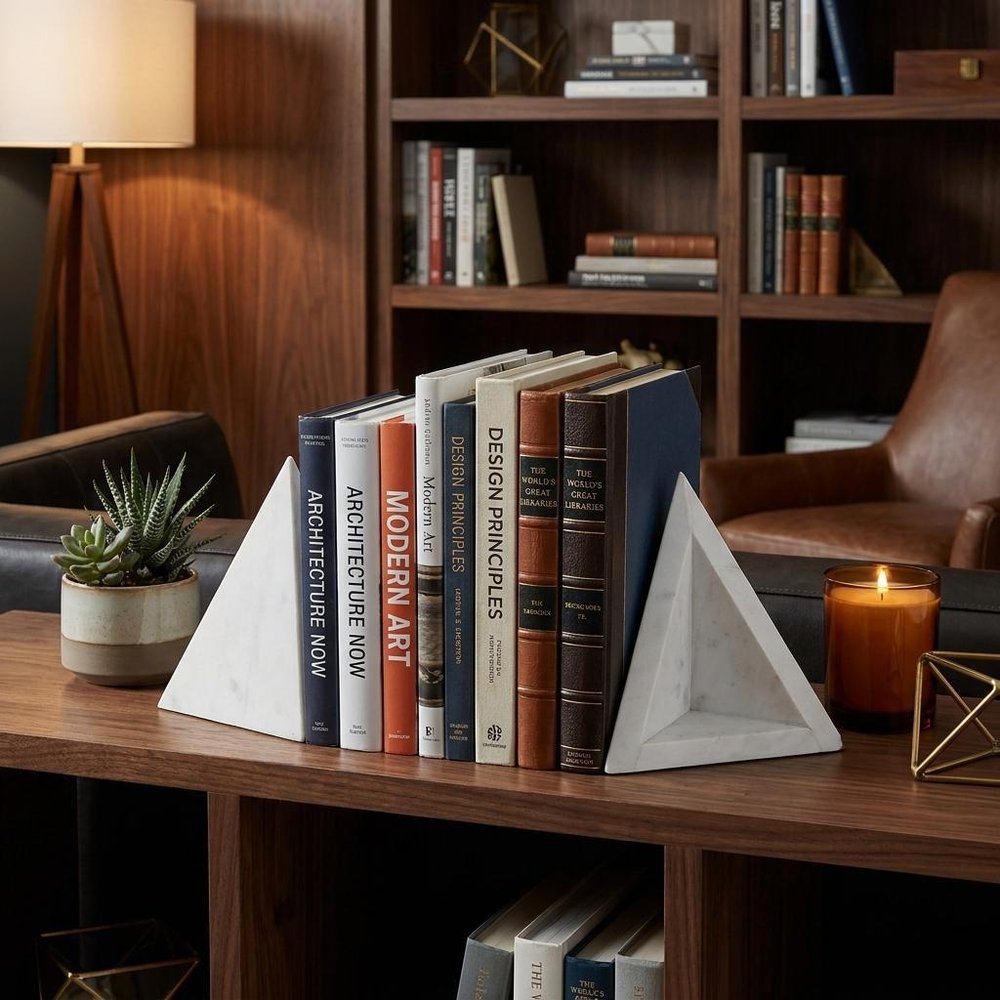 Set of Two White Marble Decorative Bookends — view 12