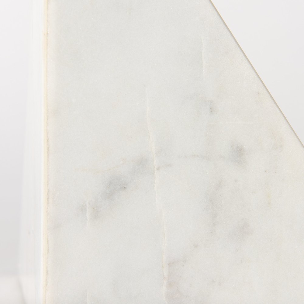 Set of Two White Marble Decorative Bookends HomeRoots