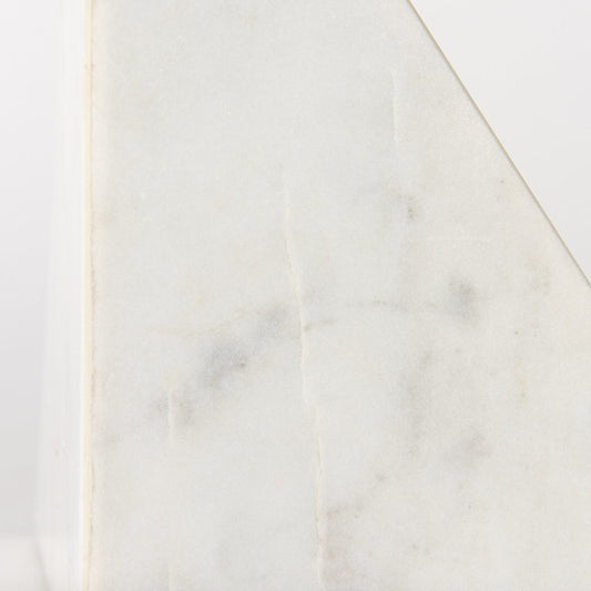 Set of Two White Marble Decorative Bookends HomeRoots