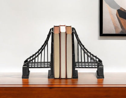 Set of Two 10" Brown Polyresin Decorative Bookends HomeRoots
