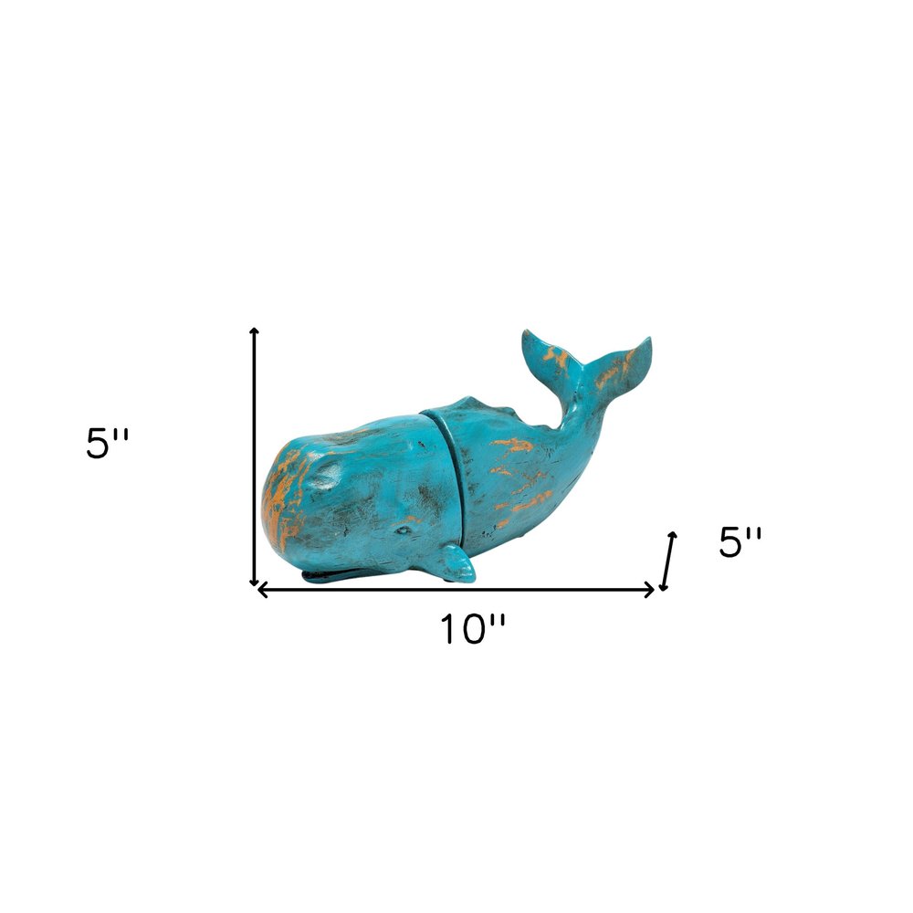 Set of Two Aqua Resin Whale Decorative Bookends HomeRoots
