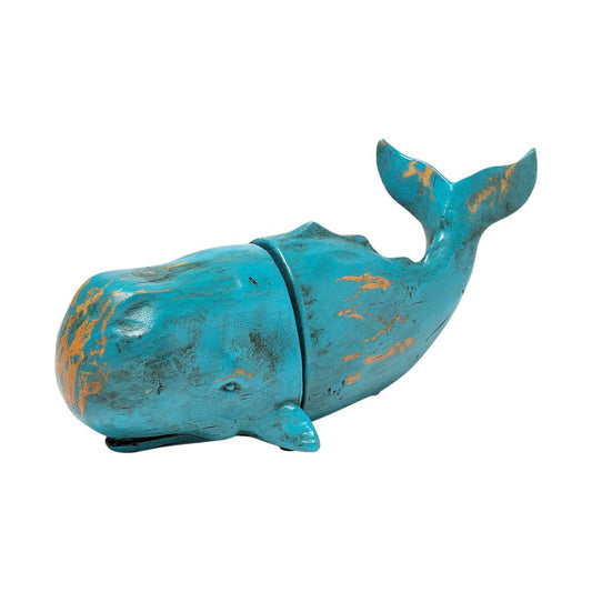 Set of Two Aqua Resin Whale Decorative Bookends HomeRoots