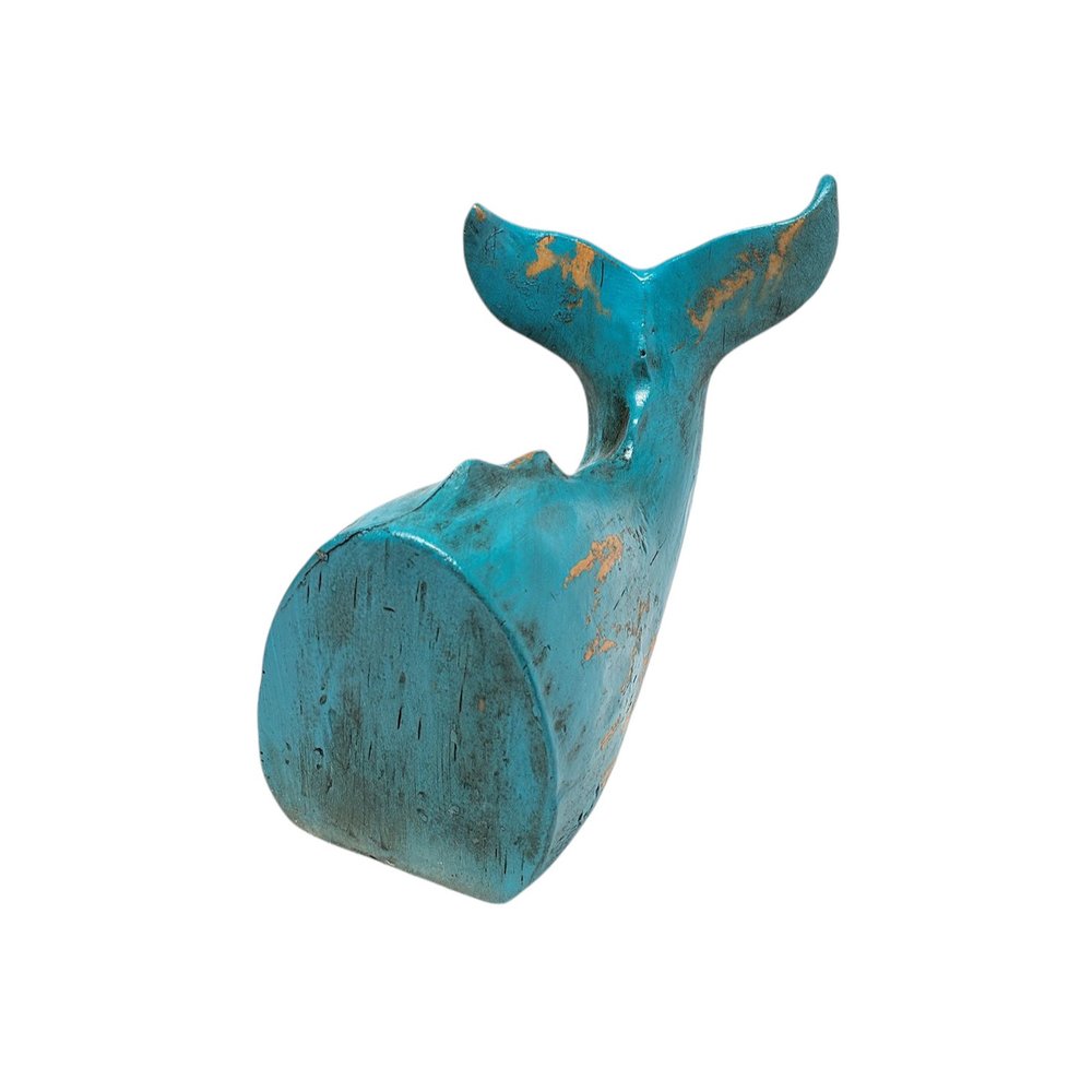 Set of Two Aqua Resin Whale Decorative Bookends HomeRoots