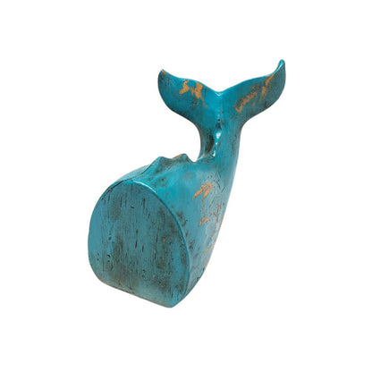Set of Two Aqua Resin Whale Decorative Bookends HomeRoots