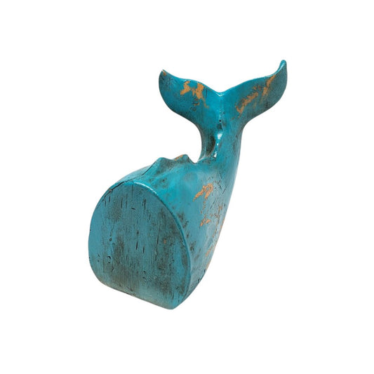 Set of Two Aqua Resin Whale Decorative Bookends HomeRoots