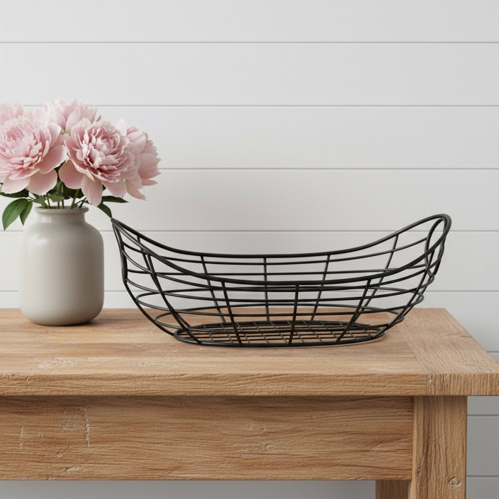 22" Black Metal Basket HomeRoots