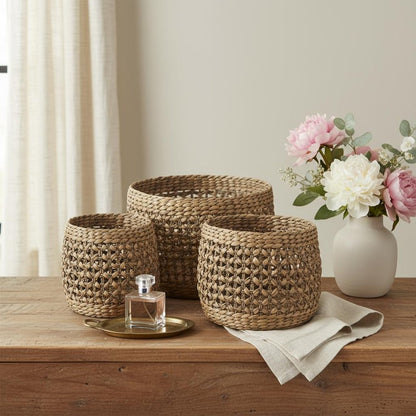Set of Three Brown Wicker Basket