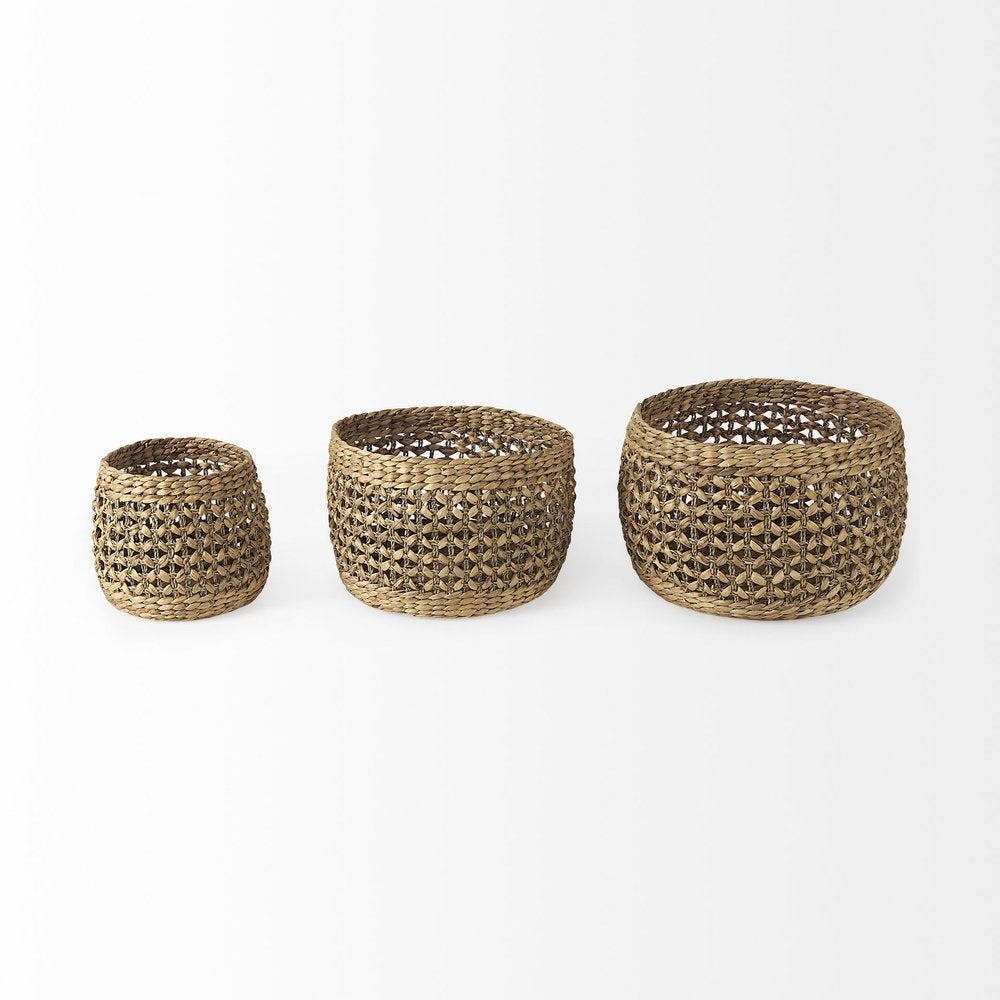 Set of Three Brown Wicker Basket HomeRoots