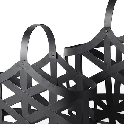 Set Of Two Black Geometric Metal Baskets HomeRoots