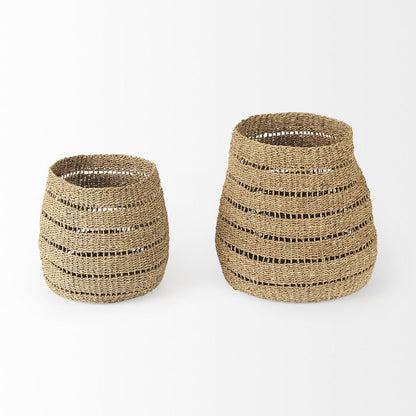 Set of Two Brown Wicker Baskets HomeRoots