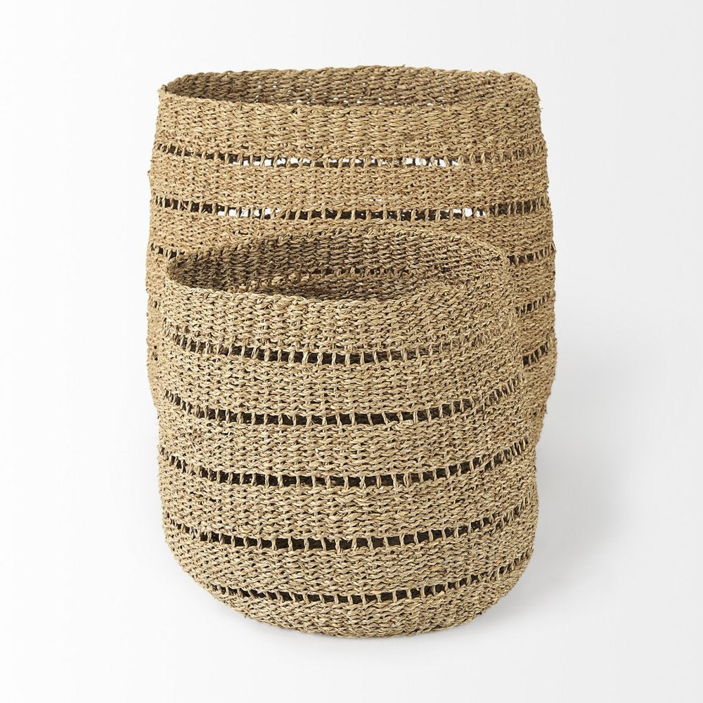 Set of Two Brown Wicker Baskets HomeRoots