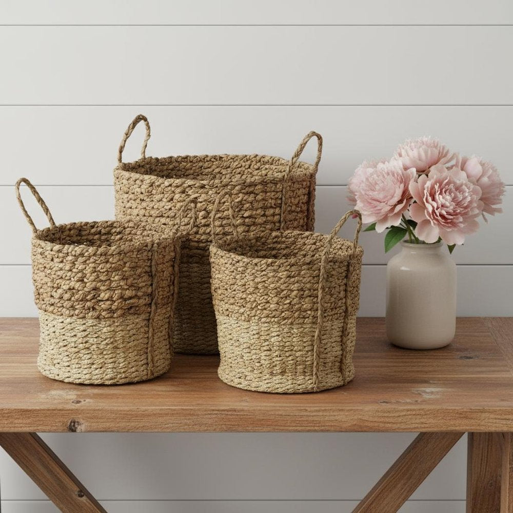 Set of Three Brown Wicker Basket — view 12