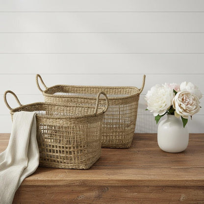 Set of Two Brown Wicker Basket HomeRoots