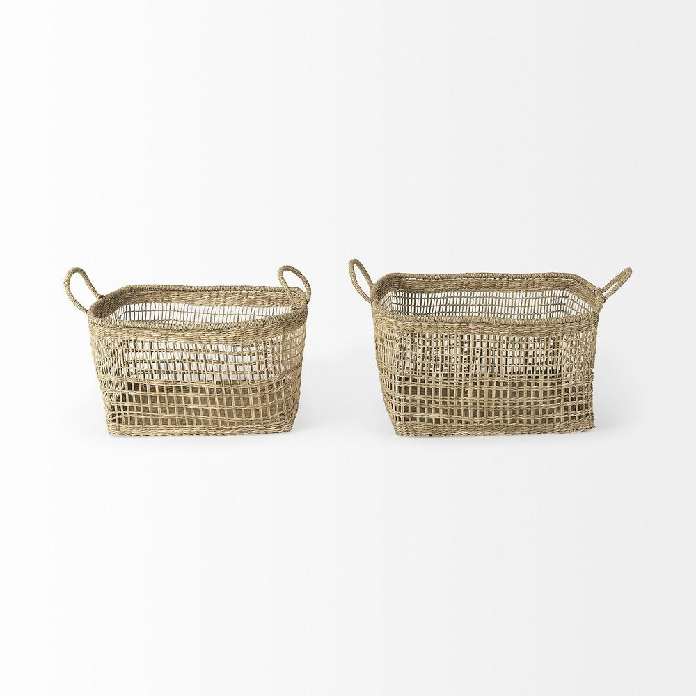 Set of Two Brown Wicker Basket HomeRoots