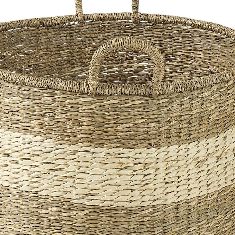 Set of Two Natural And Beige Wicker Basket HomeRoots