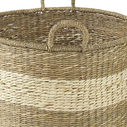 Set of Two Natural And Beige Wicker Basket HomeRoots