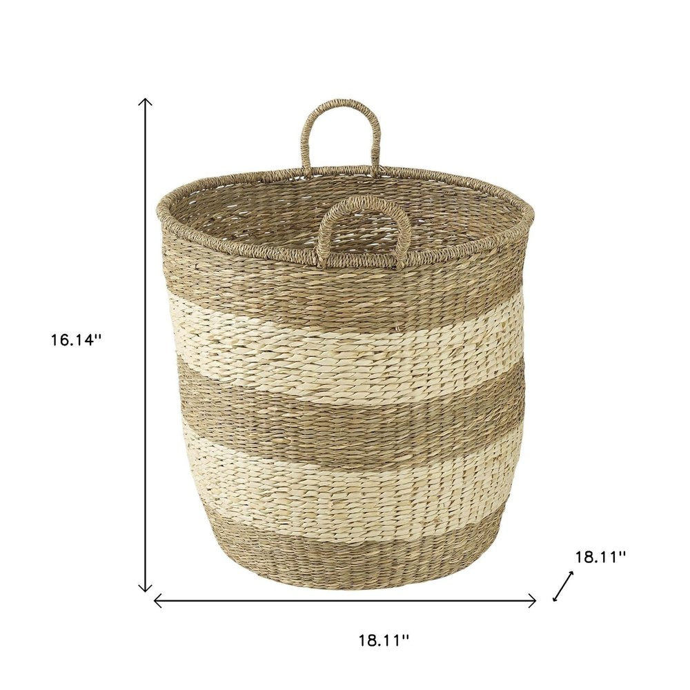 Set of Two Natural And Beige Wicker Basket HomeRoots