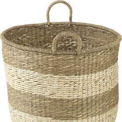 Set of Two Natural And Beige Wicker Basket HomeRoots