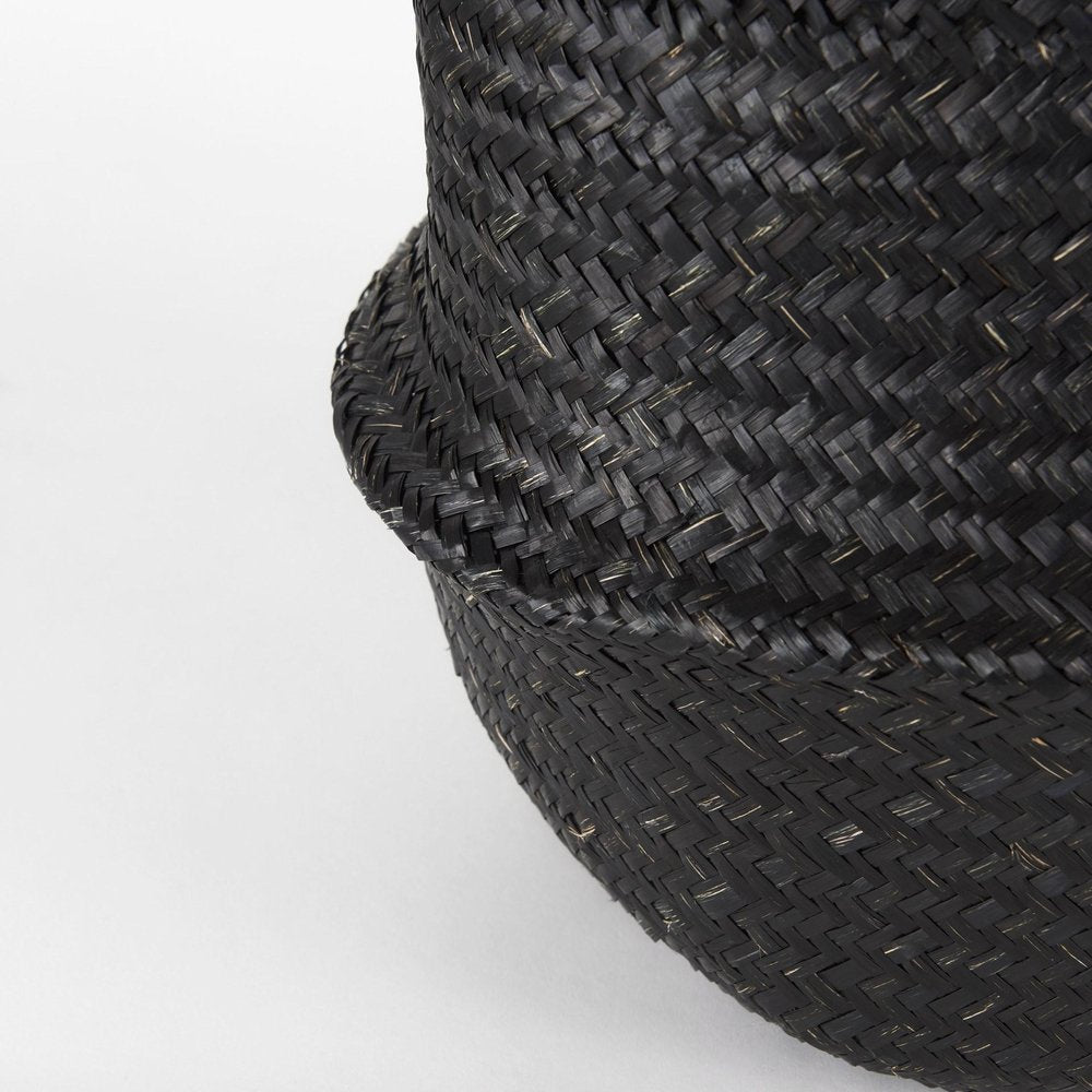 Set of Three Black Wicker Basket HomeRoots