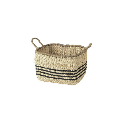 Set of Two Natural And Black Rattan Basket HomeRoots