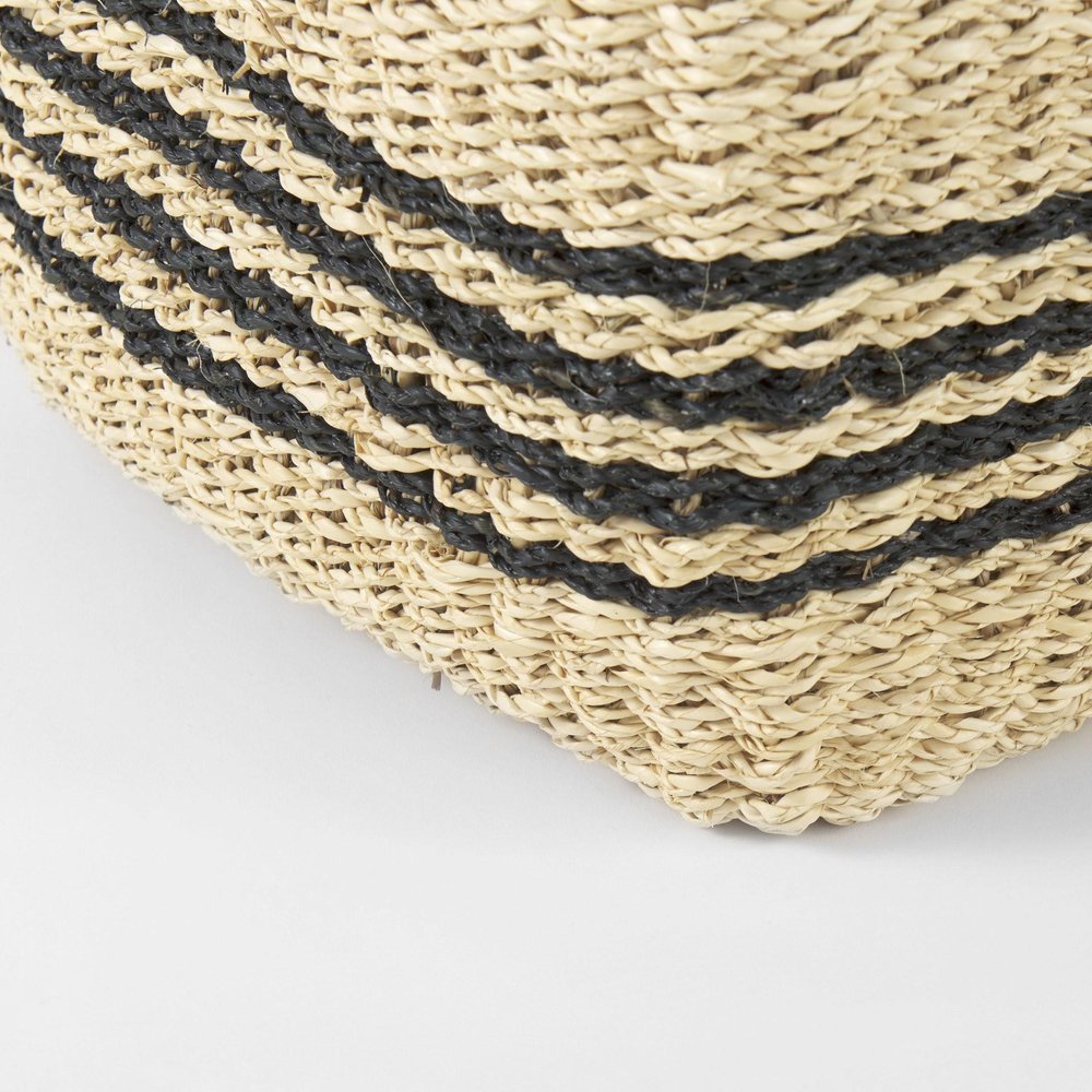 Set of Two Natural And Black Rattan Basket HomeRoots