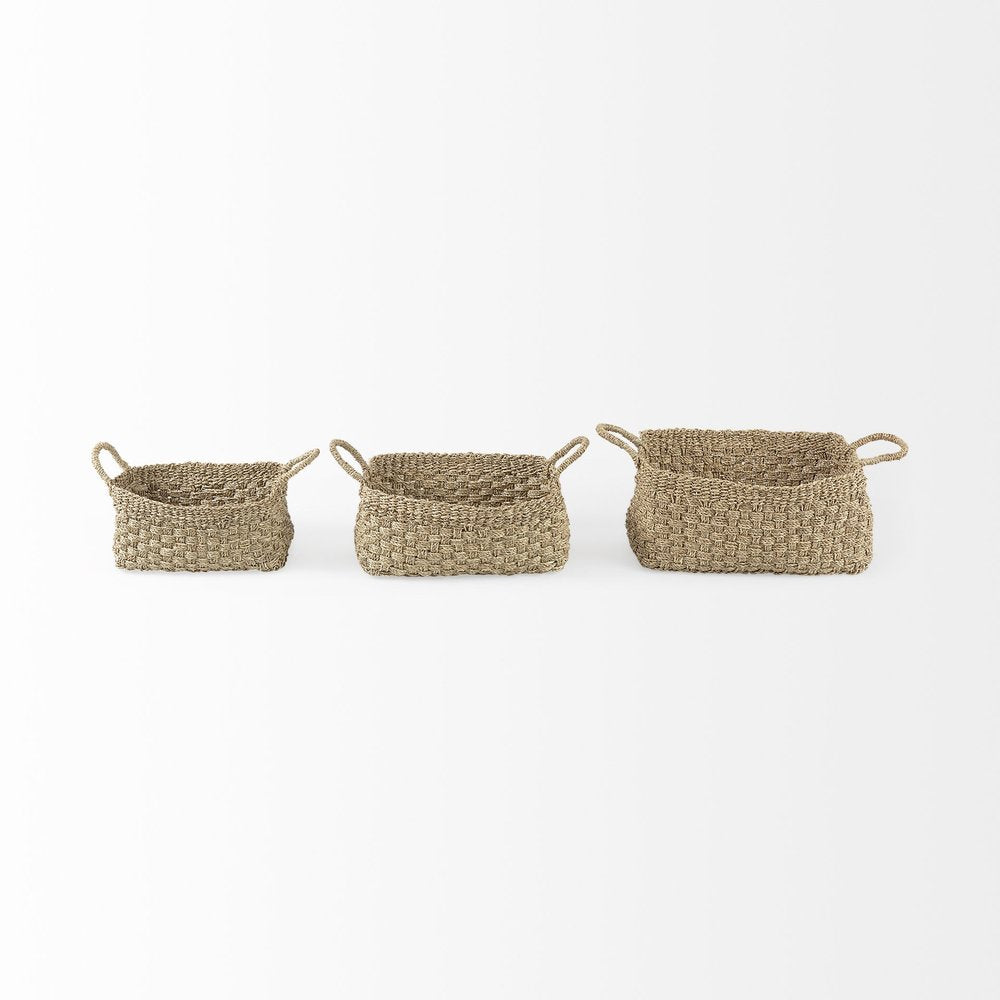 Set of Three Natural Wicker Basket — view 2