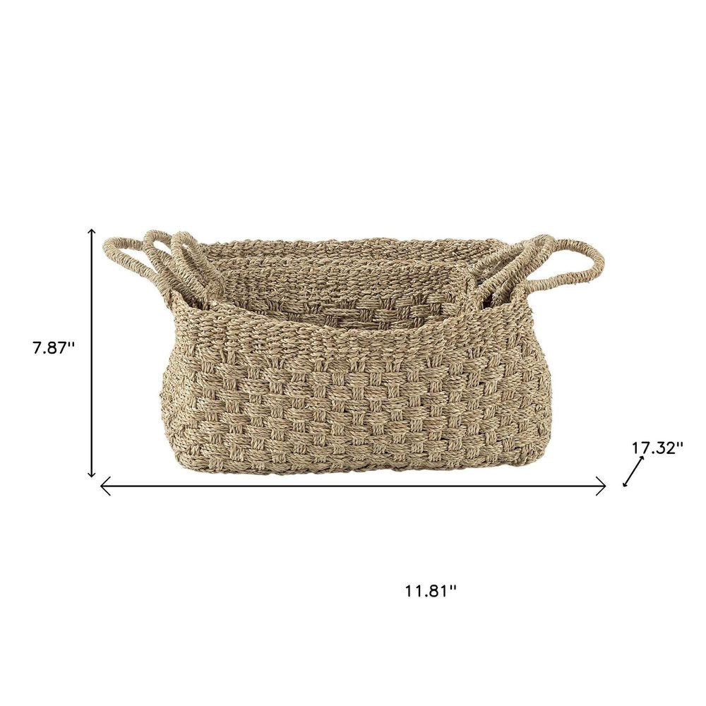 Set of Three Natural Wicker Basket HomeRoots