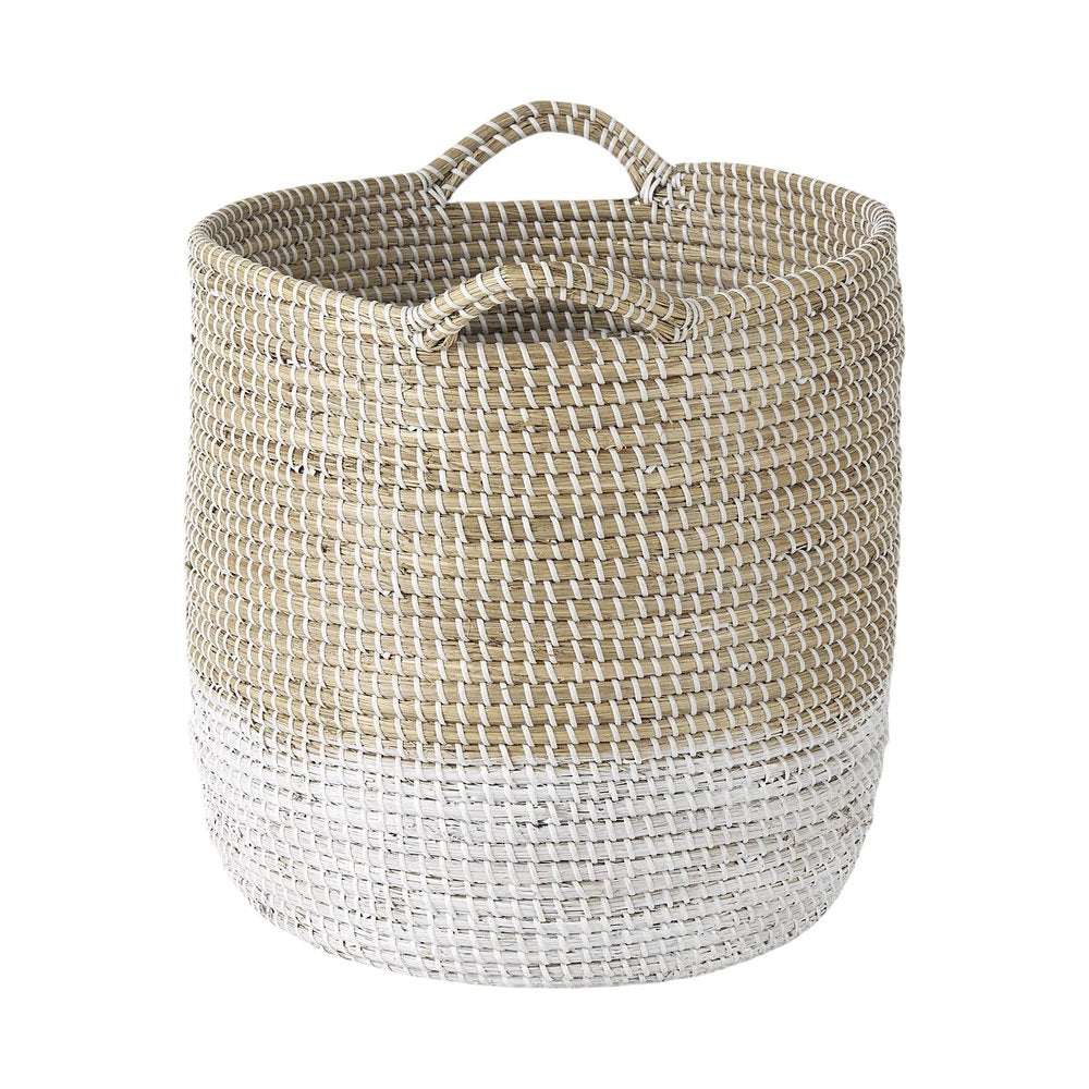 Set of Three Beige And White Wicker Desk Organizer HomeRoots