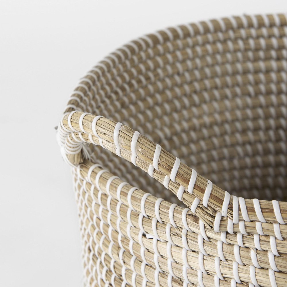 Set of Three Beige And White Wicker Desk Organizer HomeRoots