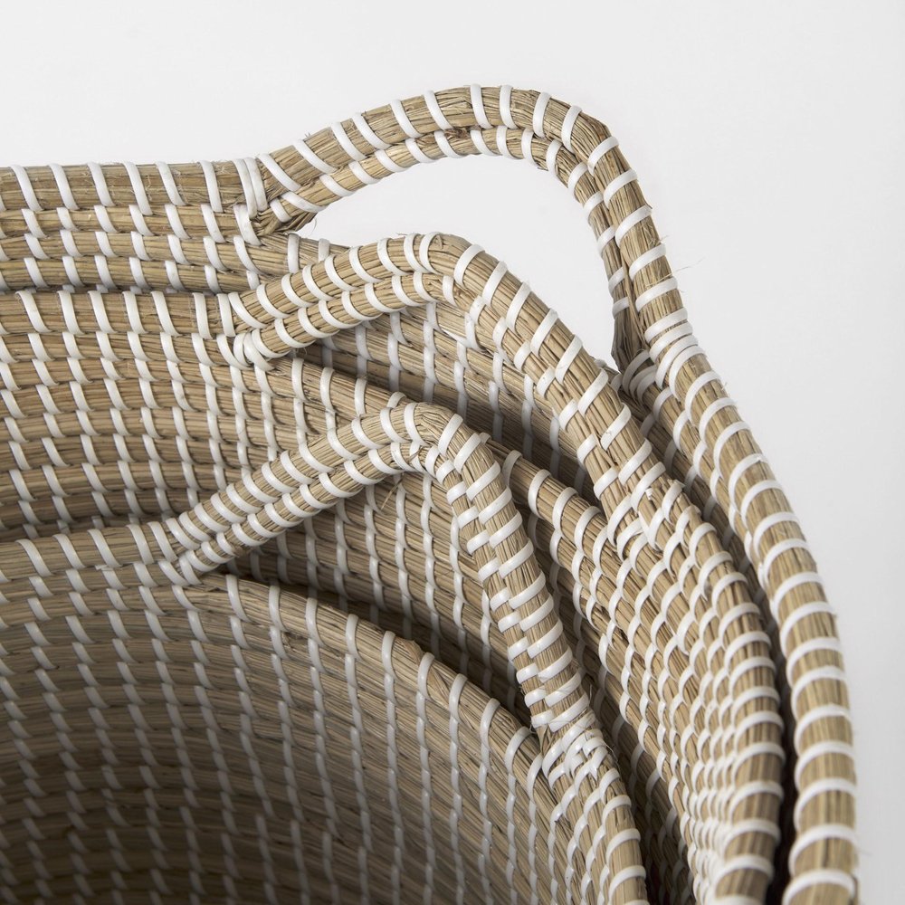 Set of Three Beige And White Wicker Desk Organizer HomeRoots