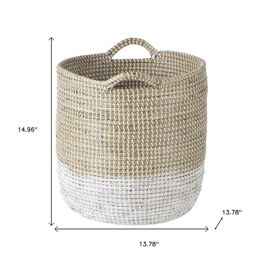 Set of Three Beige And White Wicker Desk Organizer HomeRoots
