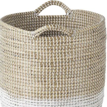Set of Three Beige And White Wicker Desk Organizer HomeRoots
