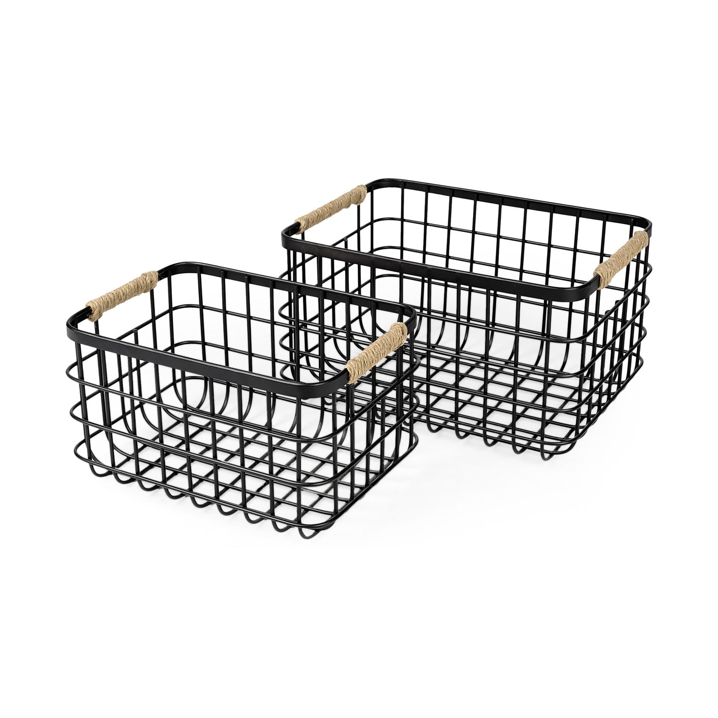 Set Of Two Black Metal Baskets