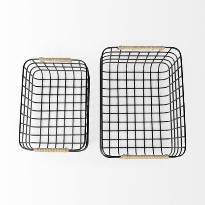Set of Two Black Metal Basket HomeRoots