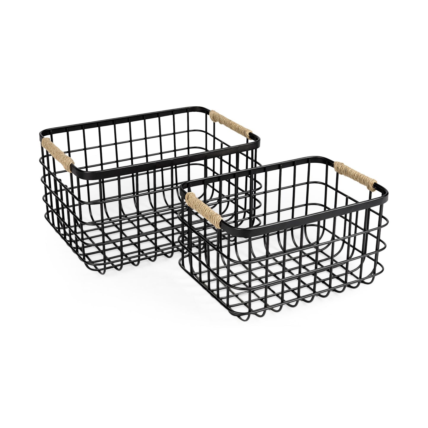 Set Of Two Black Metal Baskets