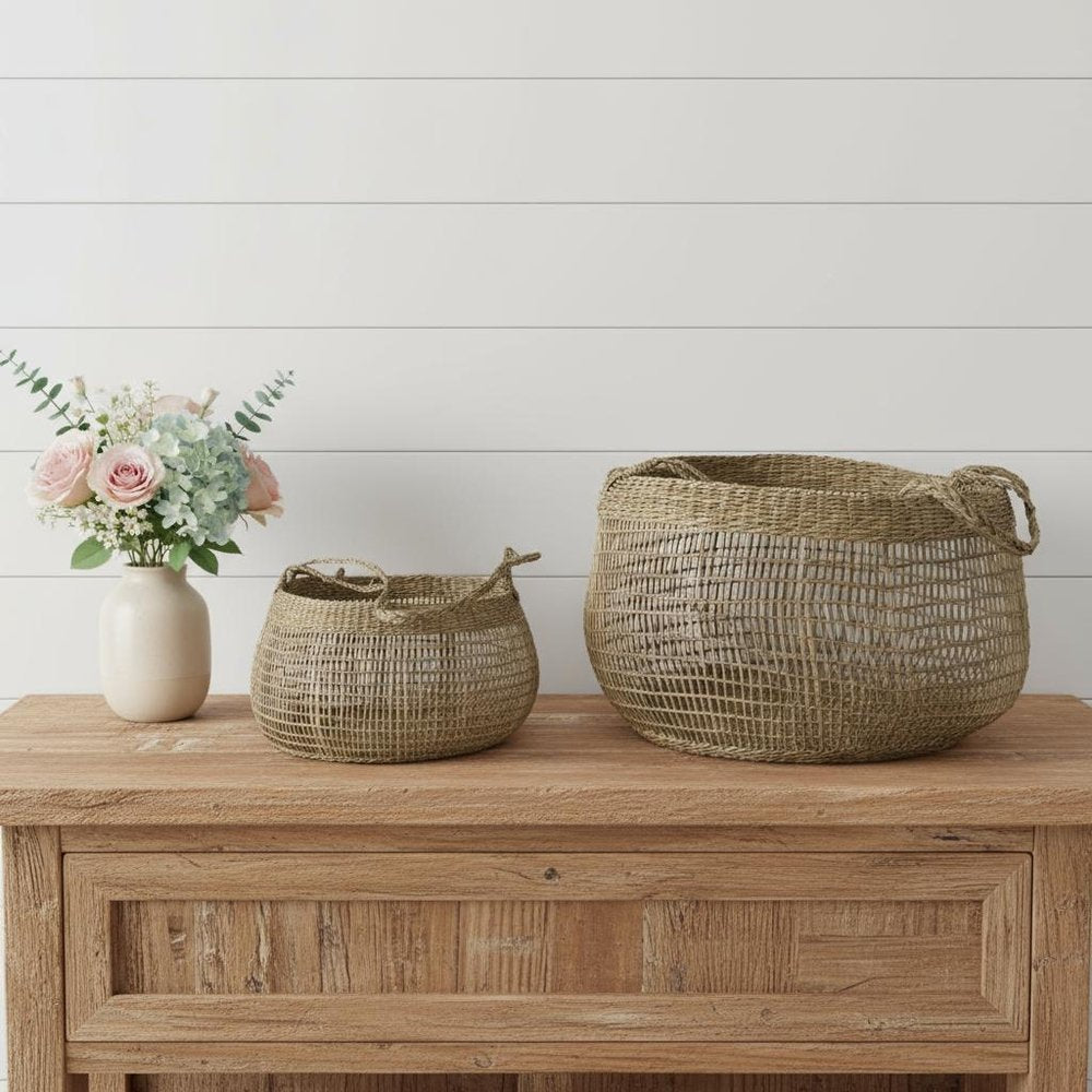 Set of Two Brown Wicker Basket HomeRoots