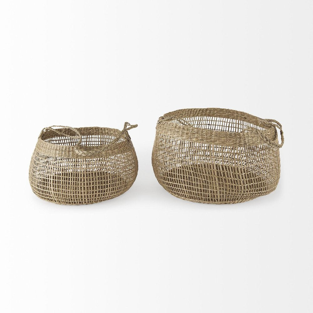 Set of Two Brown Wicker Basket — view 2