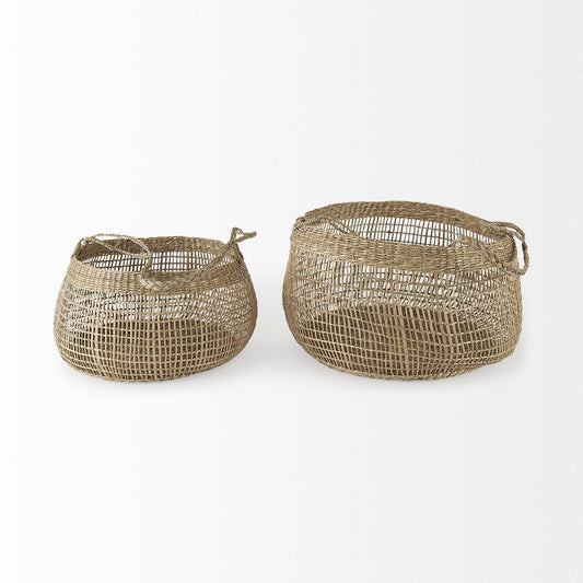 Set of Two Brown Wicker Basket