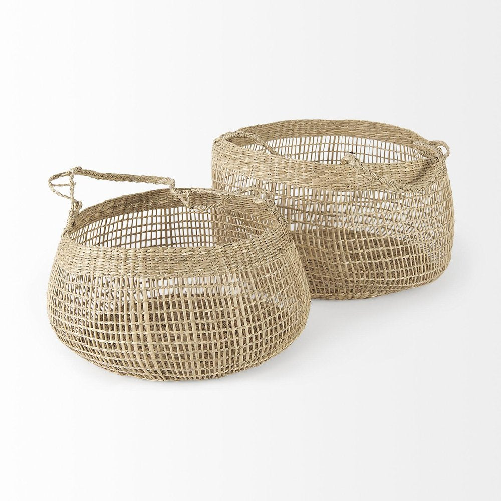 Set of Two Brown Wicker Basket HomeRoots
