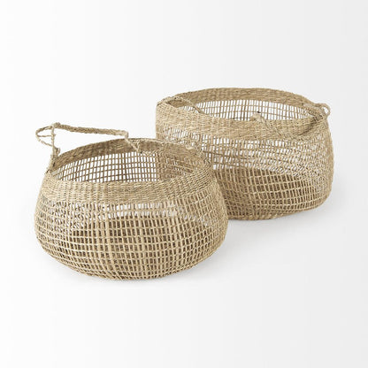 Set of Two Brown Wicker Basket HomeRoots