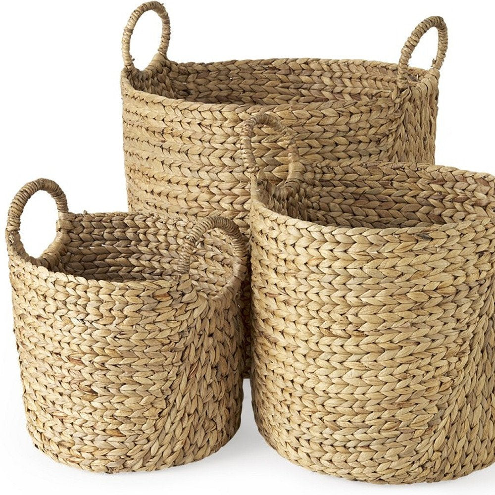Set of Three Brown Wicker Basket — view 8