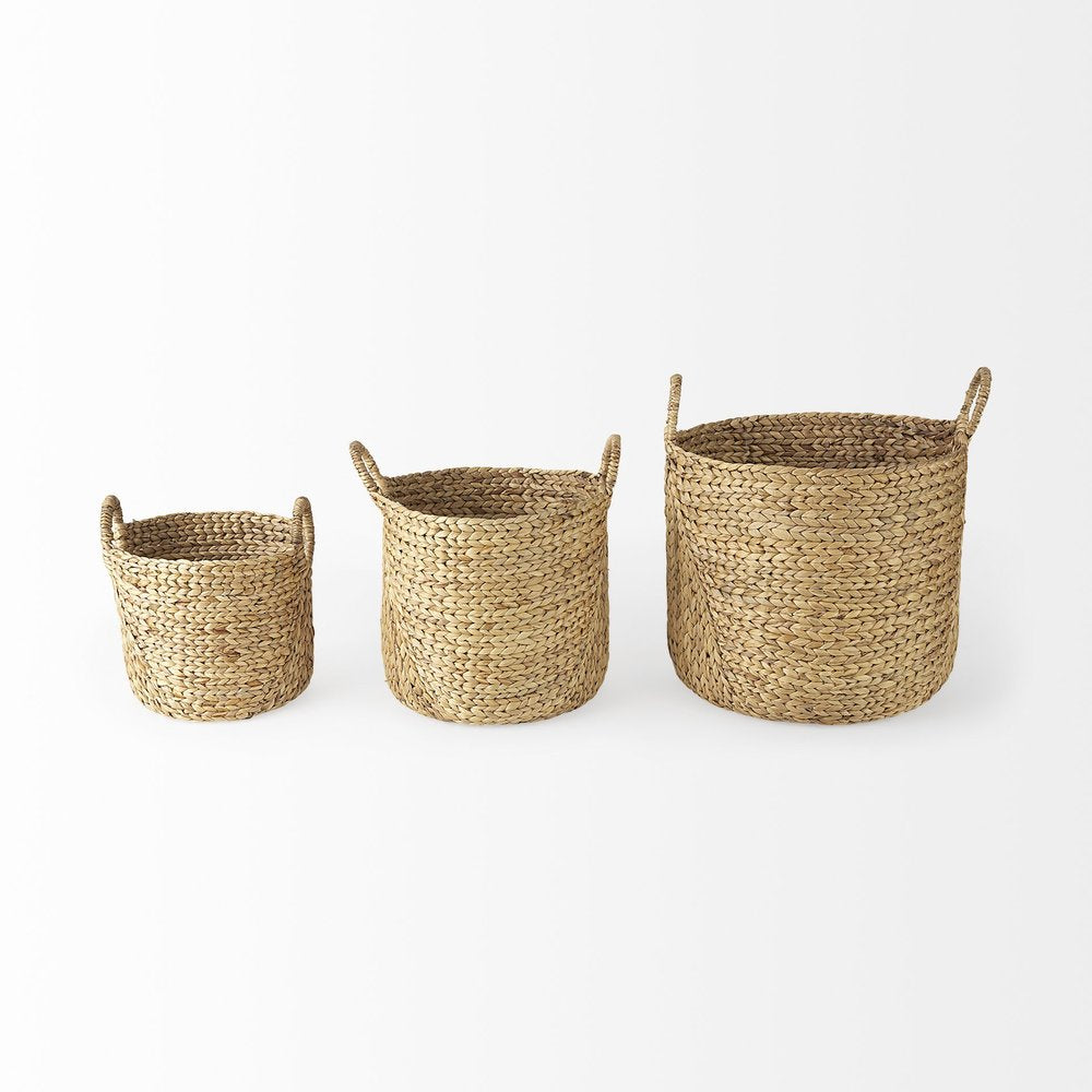Set of Three Brown Wicker Basket — view 2