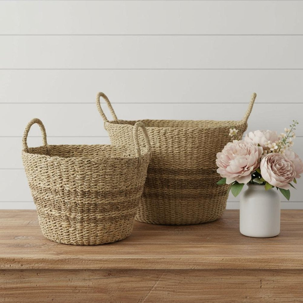 Set of Two Brown Wicker Basket HomeRoots