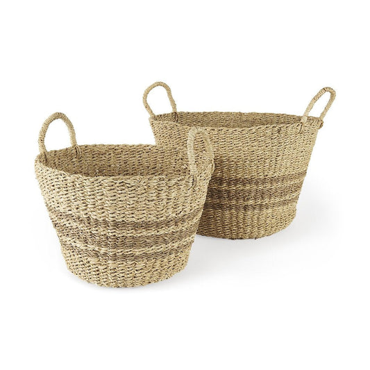Set of Two Brown Wicker Basket