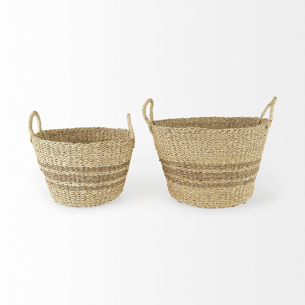 Set of Two Brown Wicker Basket — view 2