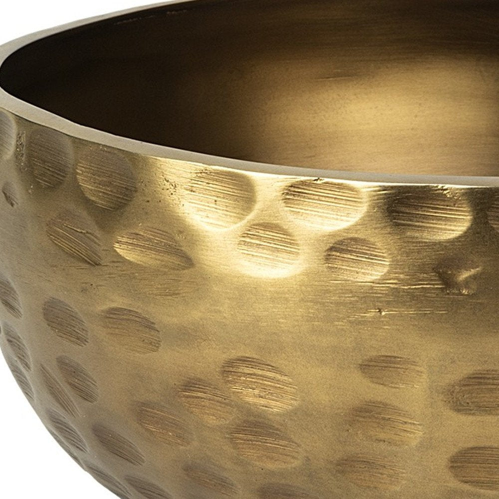 11" Antiqued Brass Hammered Artisan Round Centerpiece Bowl HomeRoots