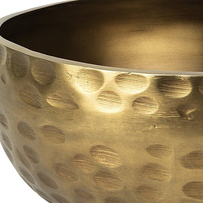 11" Antiqued Brass Hammered Artisan Round Centerpiece Bowl HomeRoots
