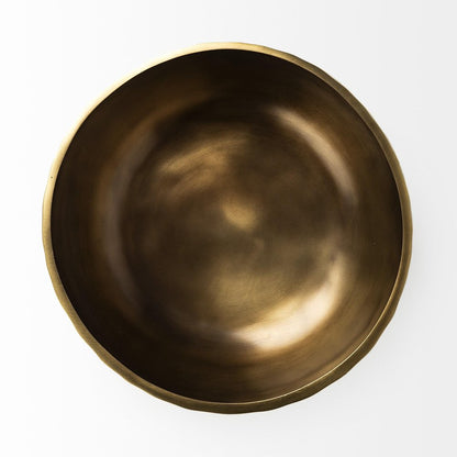 11" Antiqued Brass Hammered Artisan Round Centerpiece Bowl HomeRoots