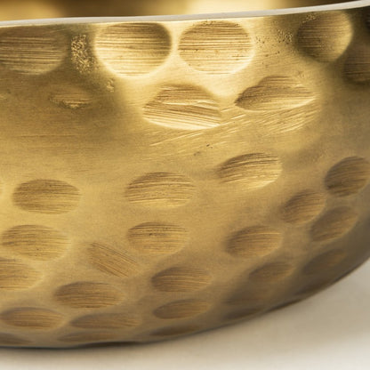 11" Antiqued Brass Hammered Artisan Round Centerpiece Bowl HomeRoots
