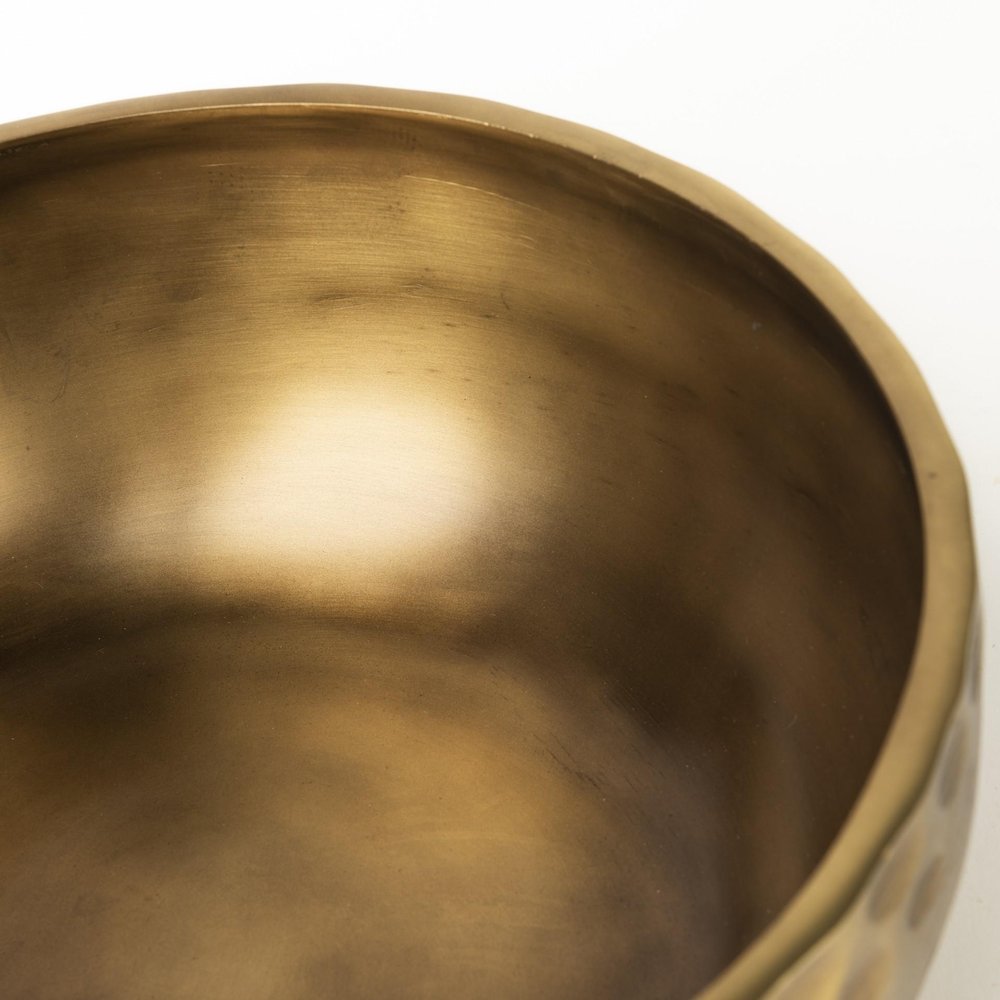 11" Antiqued Brass Hammered Artisan Round Centerpiece Bowl HomeRoots